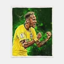 Neymar Brazil Soccer Player Sherpa Fleece Blanket 1