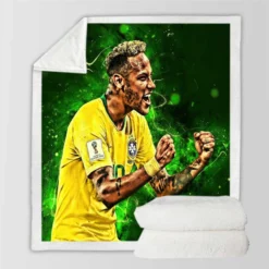 Neymar Brazil Soccer Player Sherpa Fleece Blanket