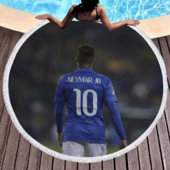 Neymar Capable Soccer Player Round Beach Towel 1