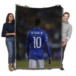 Neymar Capable Soccer Player Woven Blanket