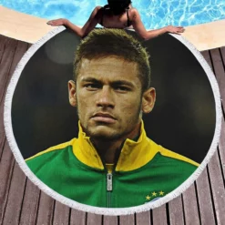 Neymar Competitive Football Player Round Beach Towel 1