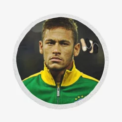 Neymar Competitive Football Player Round Beach Towel