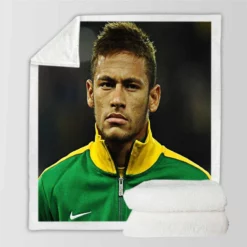 Neymar Competitive Football Player Sherpa Fleece Blanket