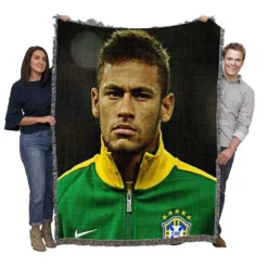 Neymar Competitive Football Player Woven Blanket