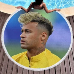 Neymar Dependable Brazil sports Player Round Beach Towel 1