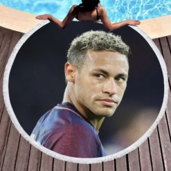 Neymar Enthusiastic PSG Sports Player Round Beach Towel 1