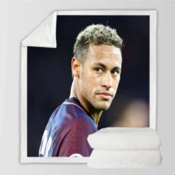 Neymar Enthusiastic PSG Sports Player Sherpa Fleece Blanket
