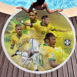 Neymar FIFA Confederations Cup Sports Player Round Beach Towel 1