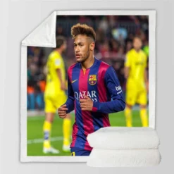 Neymar Fast Barca Football Player Sherpa Fleece Blanket