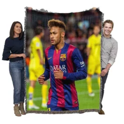 Neymar Fast Barca Football Player Woven Blanket