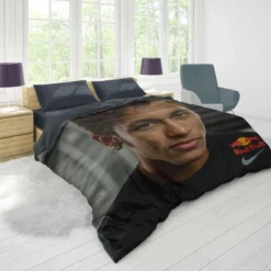 Neymar Focused Football Player Duvet Cover 1