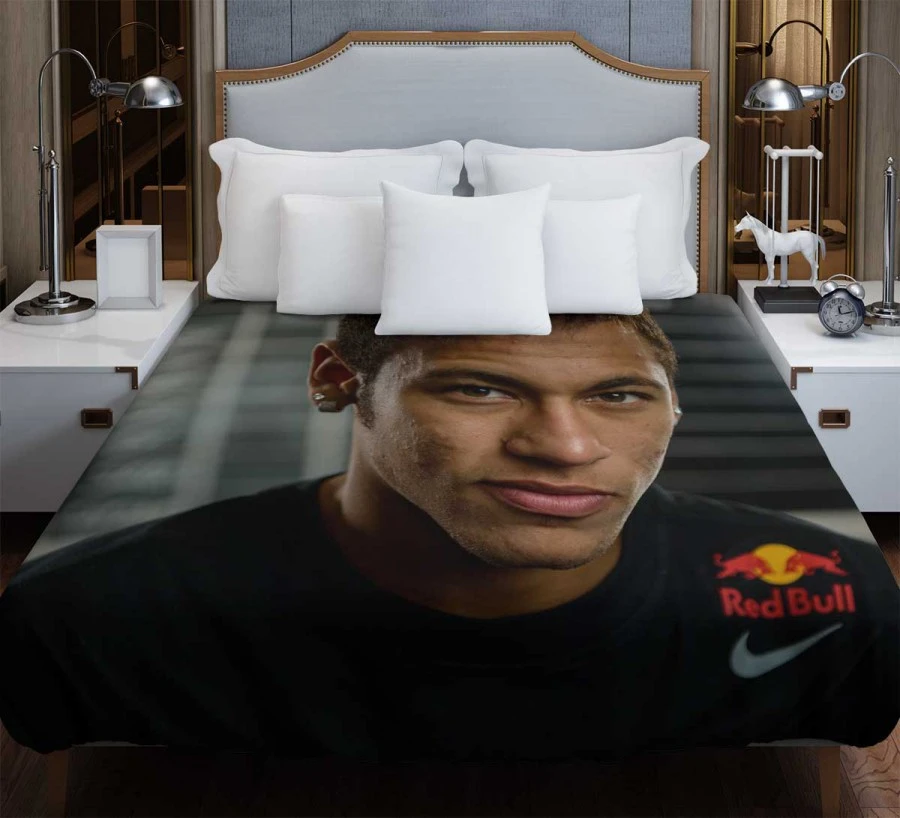 Neymar Focused Football Player Duvet Cover