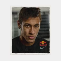 Neymar Focused Football Player Sherpa Fleece Blanket 1