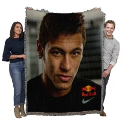 Neymar Focused Football Player Woven Blanket