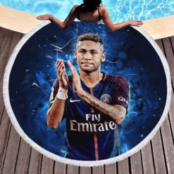 Neymar French League Cup Sports Player Round Beach Towel 1