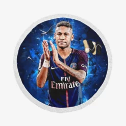 Neymar French League Cup Sports Player Round Beach Towel