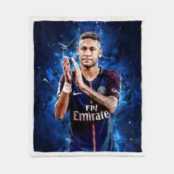 Neymar French League Cup Sports Player Sherpa Fleece Blanket 1