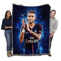 Neymar French League Cup Sports Player Woven Blanket