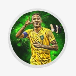 Neymar Gracious Brazil Footballer Player Round Beach Towel