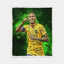 Neymar Gracious Brazil Footballer Player Sherpa Fleece Blanket 1