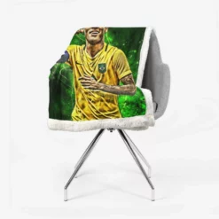 Neymar Gracious Brazil Footballer Player Sherpa Fleece Blanket 2