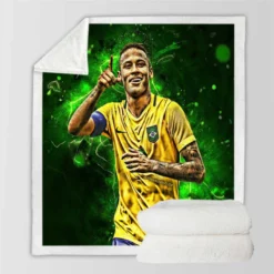 Neymar Gracious Brazil Footballer Player Sherpa Fleece Blanket