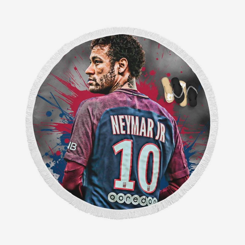 Neymar Healthy PSG Sports Player Round Beach Towel