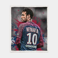 Neymar Healthy PSG Sports Player Sherpa Fleece Blanket 1