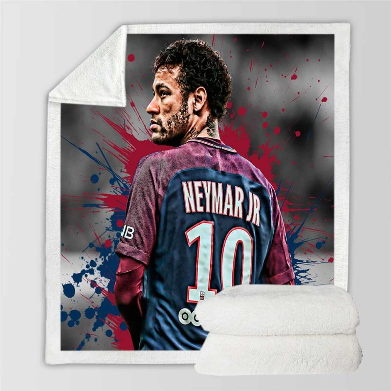 Neymar Healthy PSG Sports Player Sherpa Fleece Blanket