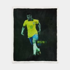 Neymar Jr Athletic Brazil Soccer Player Sherpa Fleece Blanket 1