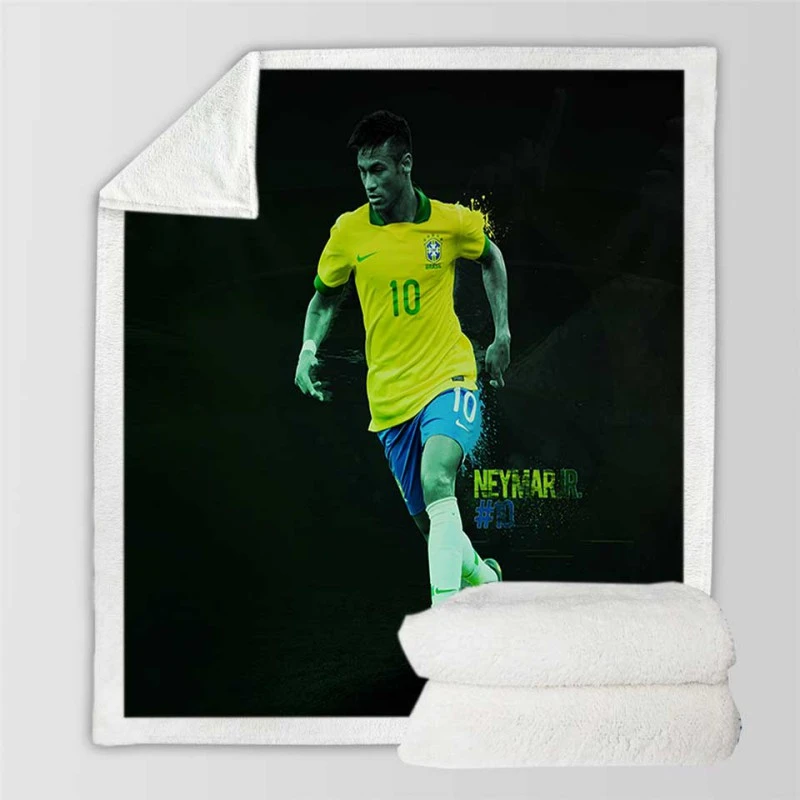 Neymar Jr Athletic Brazil Soccer Player Sherpa Fleece Blanket