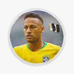 Neymar Jr Committed Brazil Sports Player Round Beach Towel