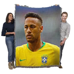 Neymar Jr Committed Brazil Sports Player Woven Blanket