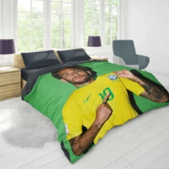 Neymar Jr Encouraging Brazil Football Player Duvet Cover 1