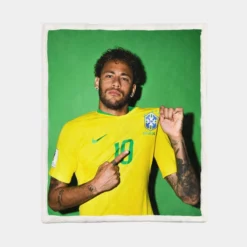 Neymar Jr Encouraging Brazil Football Player Sherpa Fleece Blanket 1