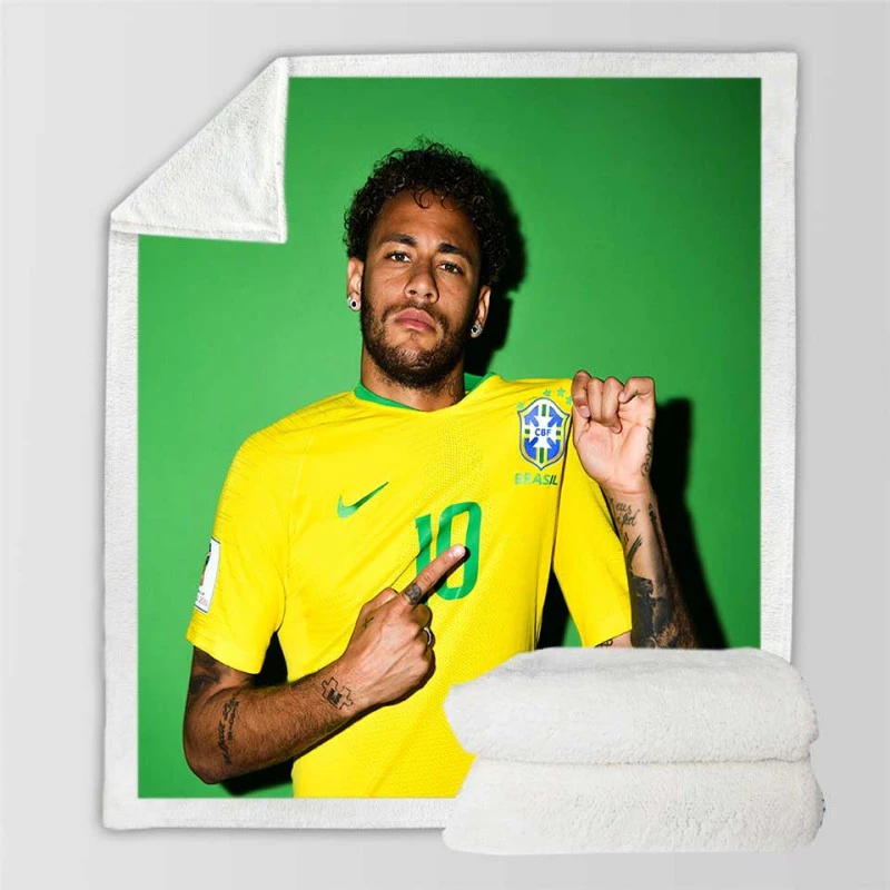 Neymar Jr Encouraging Brazil Football Player Sherpa Fleece Blanket