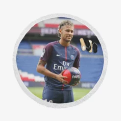 Neymar Jr Euphoric PSG Footballer Round Beach Towel