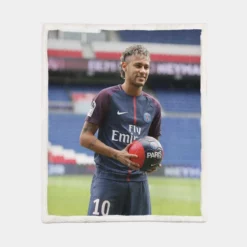 Neymar Jr Euphoric PSG Footballer Sherpa Fleece Blanket 1