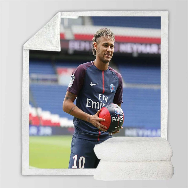 Neymar Jr Euphoric PSG Footballer Sherpa Fleece Blanket