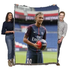 Neymar Jr Euphoric PSG Footballer Woven Blanket