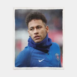 Neymar Jr Fastidious PSG Soccer Player Sherpa Fleece Blanket 1