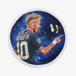 Neymar Jr French Cup Soccer Player Round Beach Towel