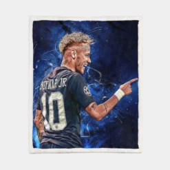 Neymar Jr French Cup Soccer Player Sherpa Fleece Blanket 1