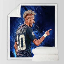 Neymar Jr French Cup Soccer Player Sherpa Fleece Blanket