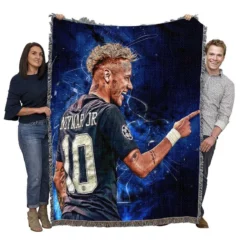 Neymar Jr French Cup Soccer Player Woven Blanket