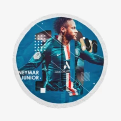 Neymar Jr PSG Soccer Player Round Beach Towel