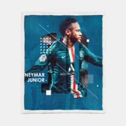 Neymar Jr PSG Soccer Player Sherpa Fleece Blanket 1