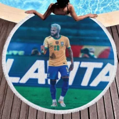 Neymar Jr Rapid Brazil Football Player Round Beach Towel 1