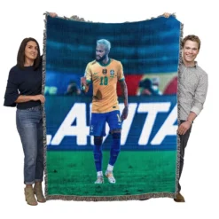 Neymar Jr Rapid Brazil Football Player Woven Blanket