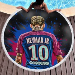 Neymar UEFA Cup Winners Cup Soccer Player Round Beach Towel 1